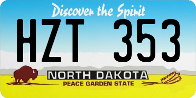 ND license plate HZT353