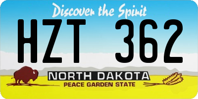 ND license plate HZT362