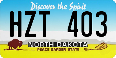 ND license plate HZT403