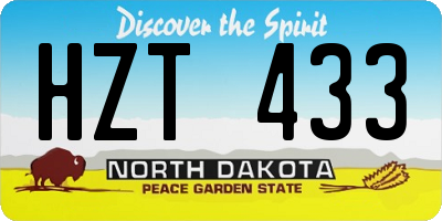 ND license plate HZT433