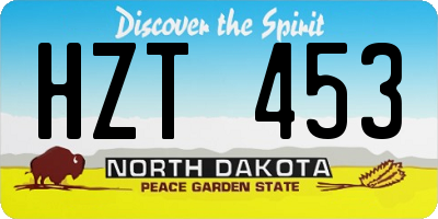 ND license plate HZT453
