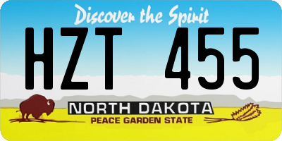 ND license plate HZT455