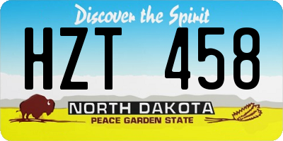 ND license plate HZT458
