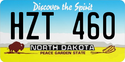 ND license plate HZT460