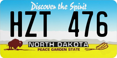 ND license plate HZT476