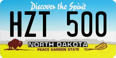 ND license plate HZT500