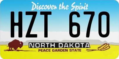 ND license plate HZT670