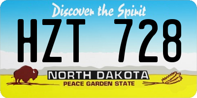 ND license plate HZT728