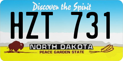 ND license plate HZT731