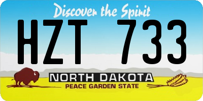 ND license plate HZT733