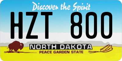 ND license plate HZT800