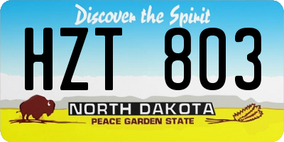 ND license plate HZT803