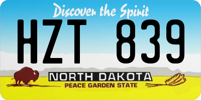 ND license plate HZT839