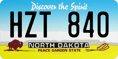 ND license plate HZT840