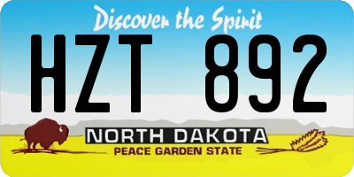 ND license plate HZT892