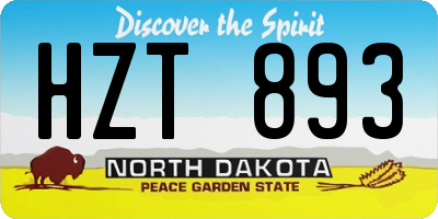 ND license plate HZT893
