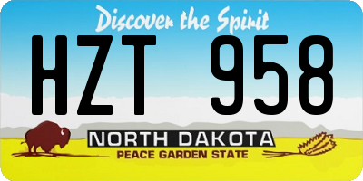 ND license plate HZT958