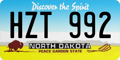 ND license plate HZT992