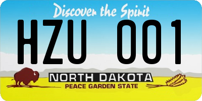 ND license plate HZU001