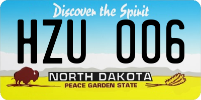 ND license plate HZU006