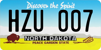 ND license plate HZU007