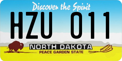 ND license plate HZU011
