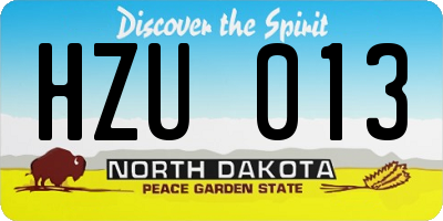 ND license plate HZU013