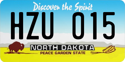 ND license plate HZU015