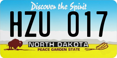 ND license plate HZU017