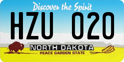 ND license plate HZU020