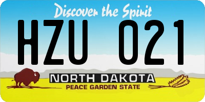 ND license plate HZU021