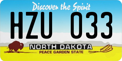 ND license plate HZU033