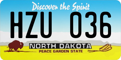 ND license plate HZU036
