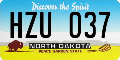 ND license plate HZU037