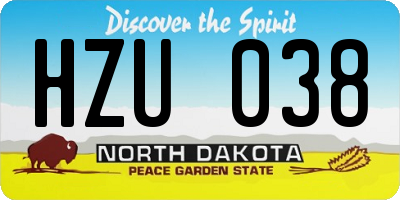ND license plate HZU038