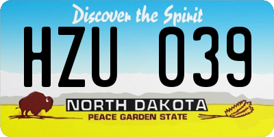 ND license plate HZU039