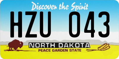 ND license plate HZU043