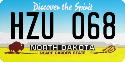 ND license plate HZU068