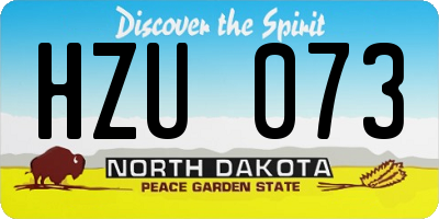 ND license plate HZU073
