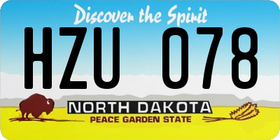 ND license plate HZU078