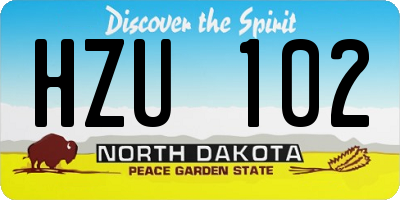 ND license plate HZU102