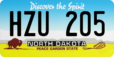 ND license plate HZU205