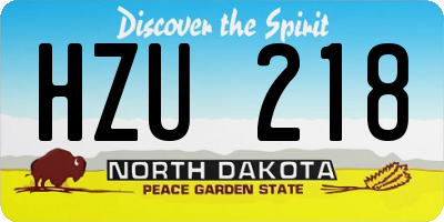 ND license plate HZU218
