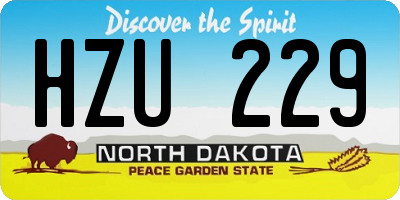 ND license plate HZU229