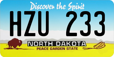 ND license plate HZU233