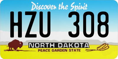 ND license plate HZU308