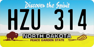 ND license plate HZU314