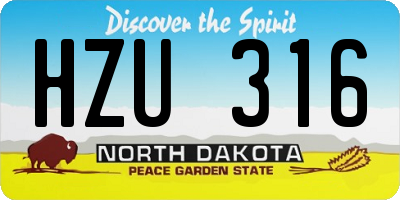 ND license plate HZU316