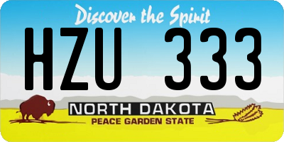ND license plate HZU333