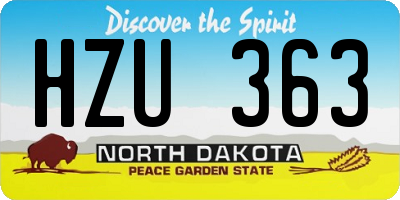 ND license plate HZU363